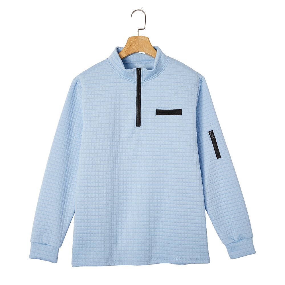 Classic Quarter Zip Textured Waffle Polo