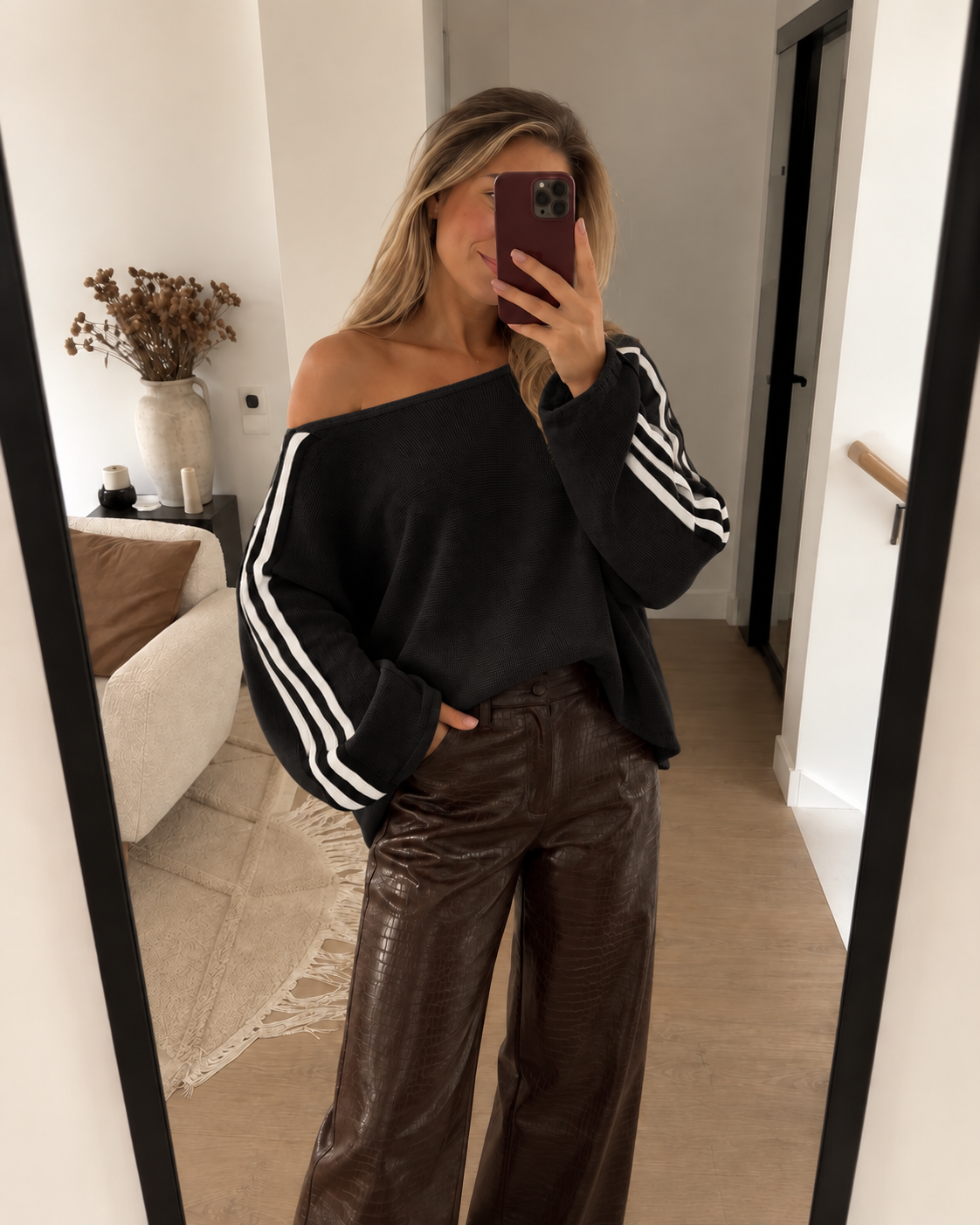 Off Shoulder Stripe Sweater