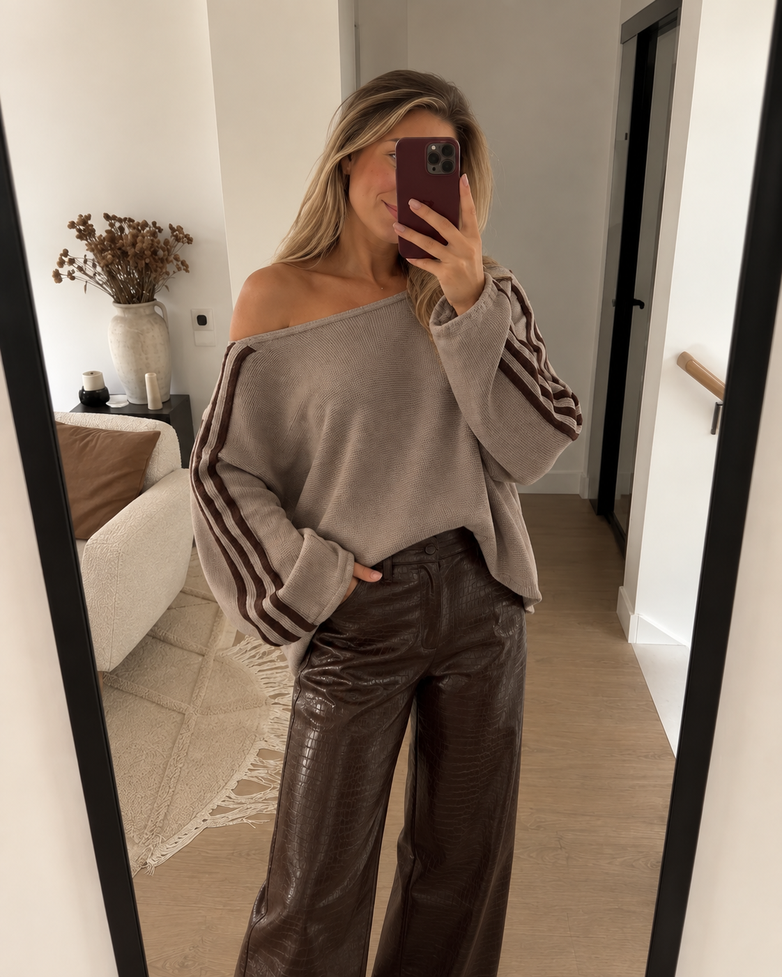 Off Shoulder Stripe Sweater