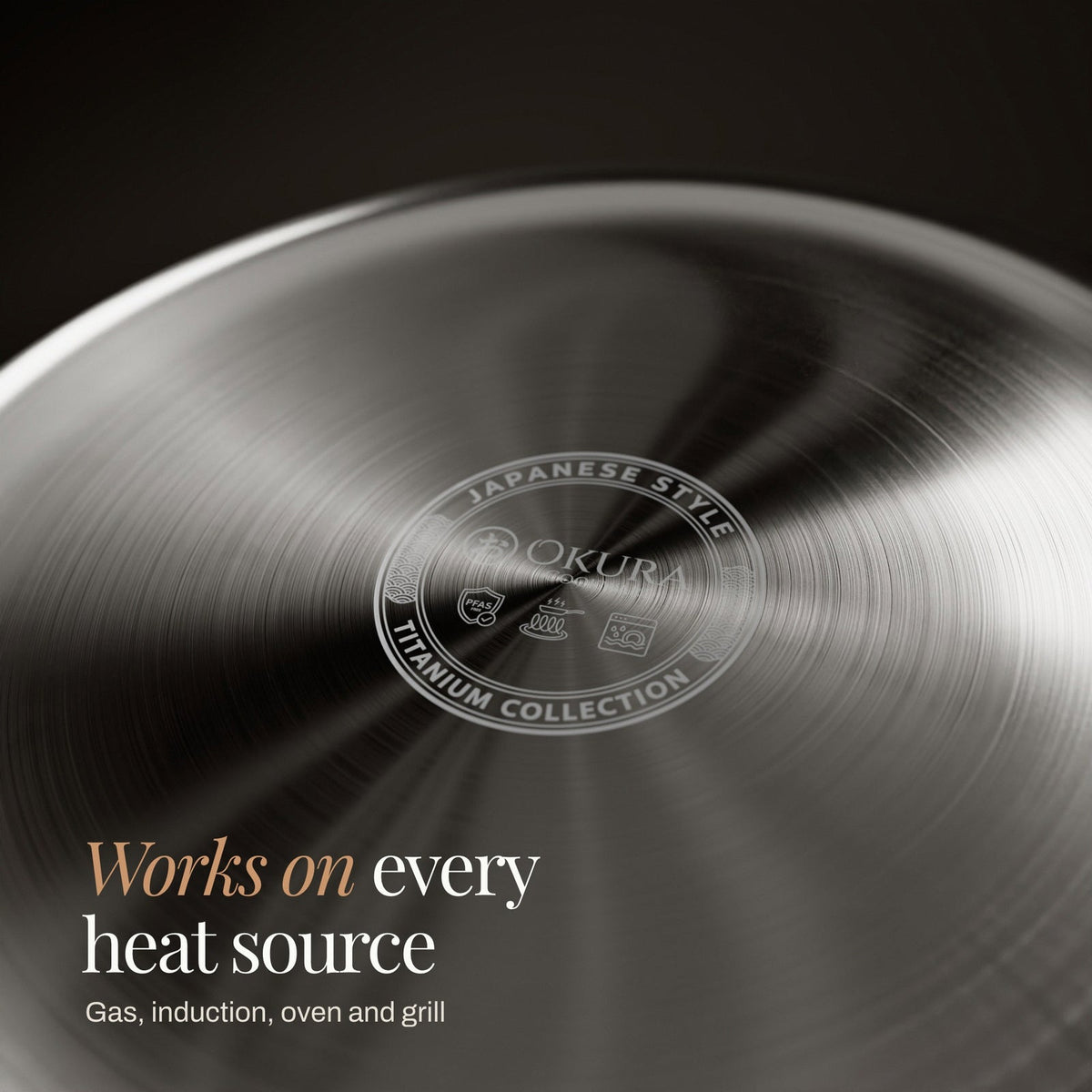 Hammered Titanium Wok Pan with Flat Base