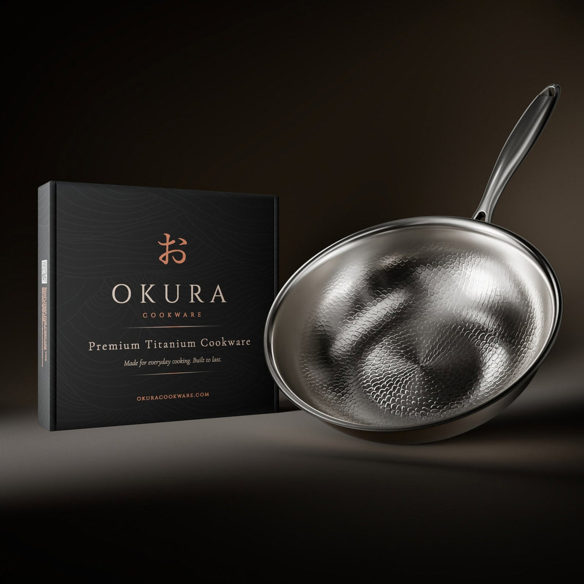 Hammered Titanium Wok Pan with Flat Base