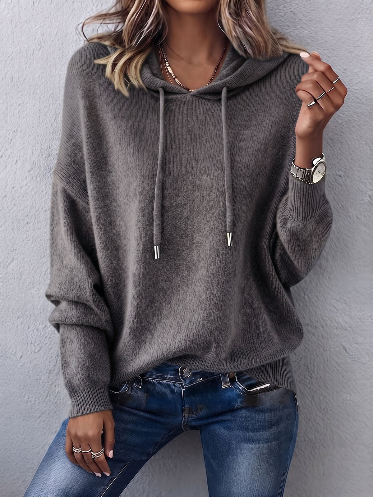 Nancy Cozy Relaxed Knit Hoodie