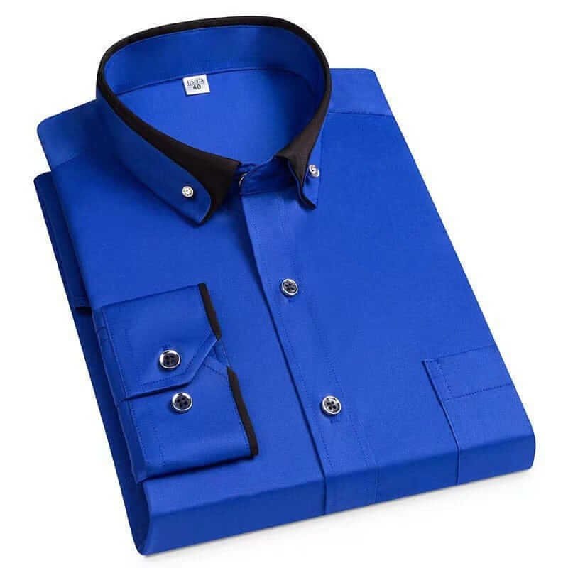 Button-Up Shirt with Contrast Collar