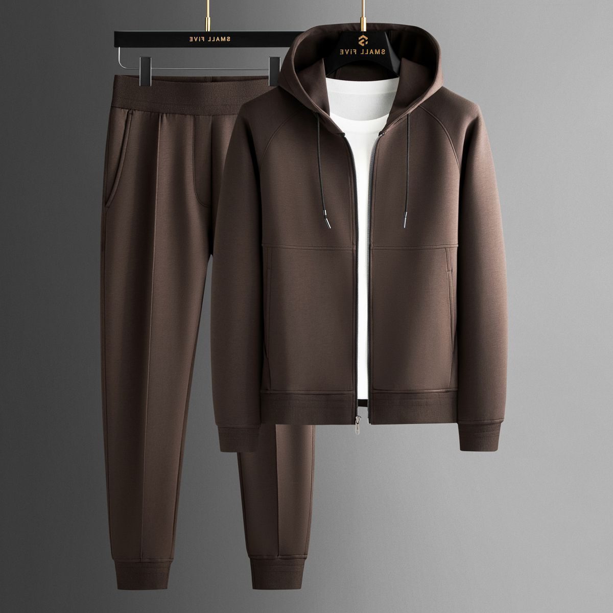 Men's Zip-Up Tracksuit – Hooded Jacket and Jogger Set with Drawstring Waist for Casual Everyday Wear