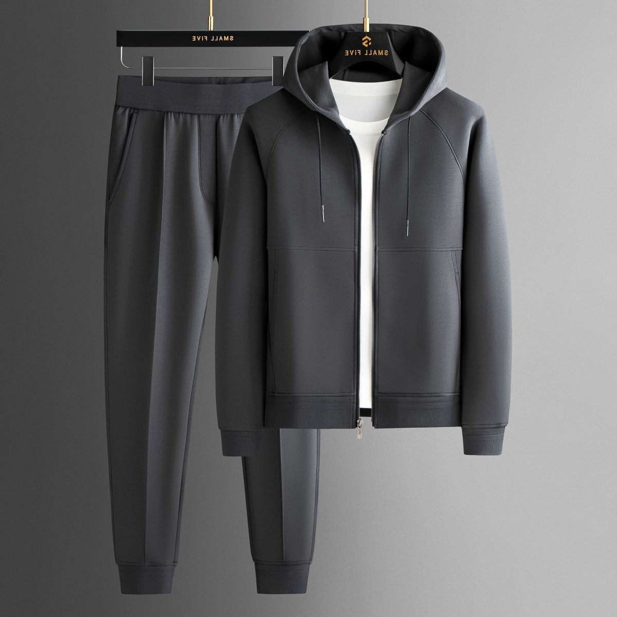 Men's Zip-Up Tracksuit – Hooded Jacket and Jogger Set with Drawstring Waist for Casual Everyday Wear
