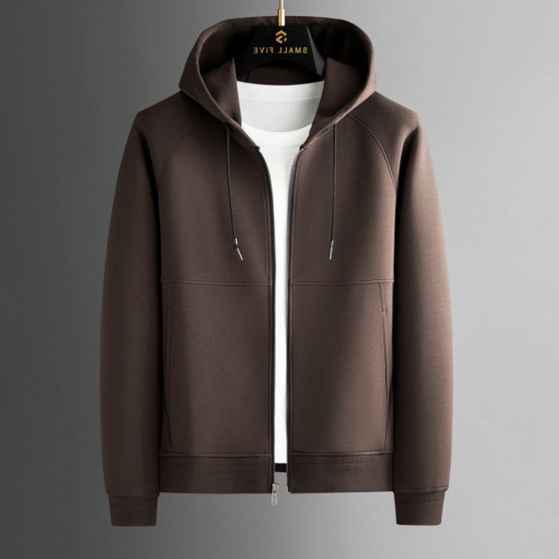 Men's Zip-Up Tracksuit – Hooded Jacket and Jogger Set with Drawstring Waist for Casual Everyday Wear