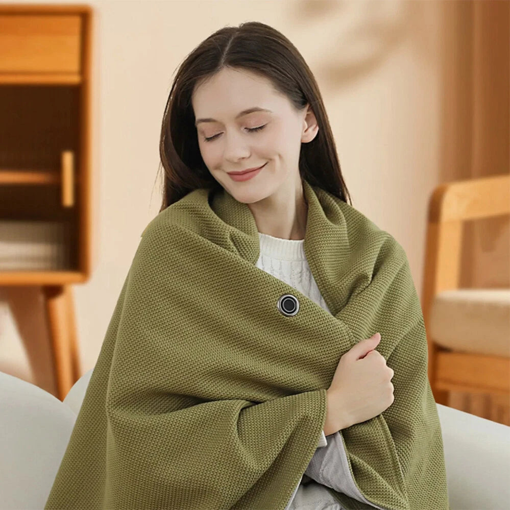 Portable Electric Heated Wrap Blanket – 15 Sec Fast Heat with 3 Temperatures – Ideal for Home, Office, Travel & as Gift