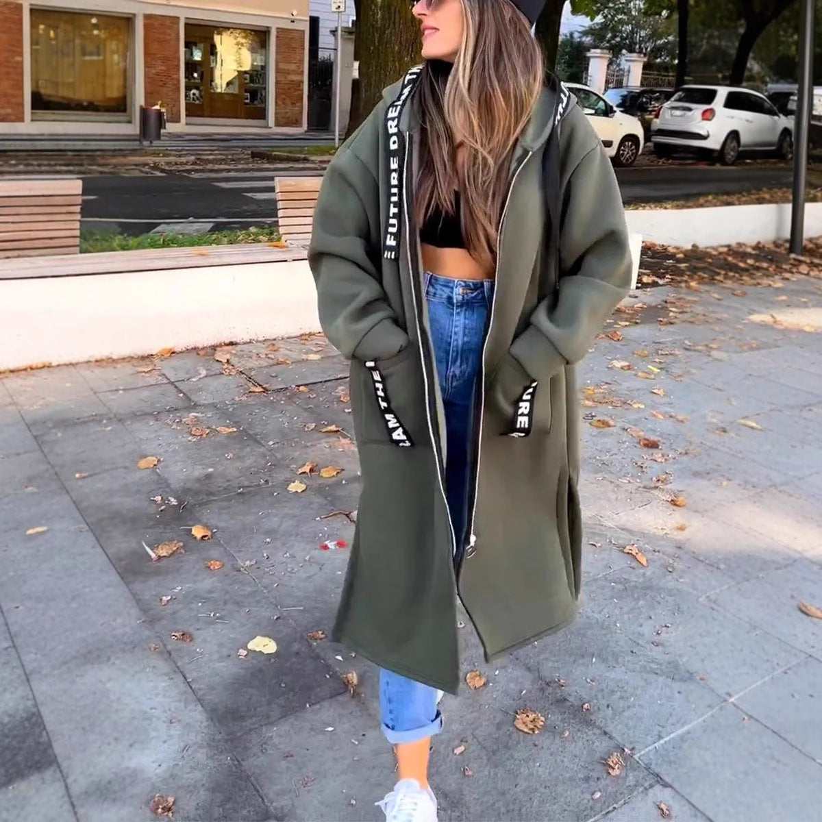 Oversized Hooded Sweatshirt Coat for Women