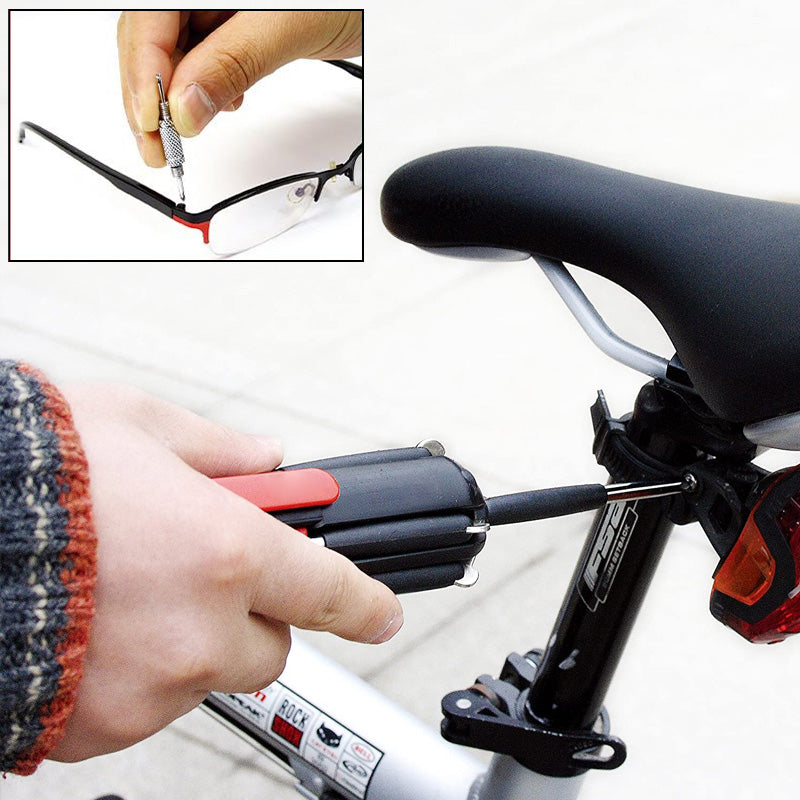 8-in-1 Folding Screwdriver with Built-In LED Work Light & Flashlight