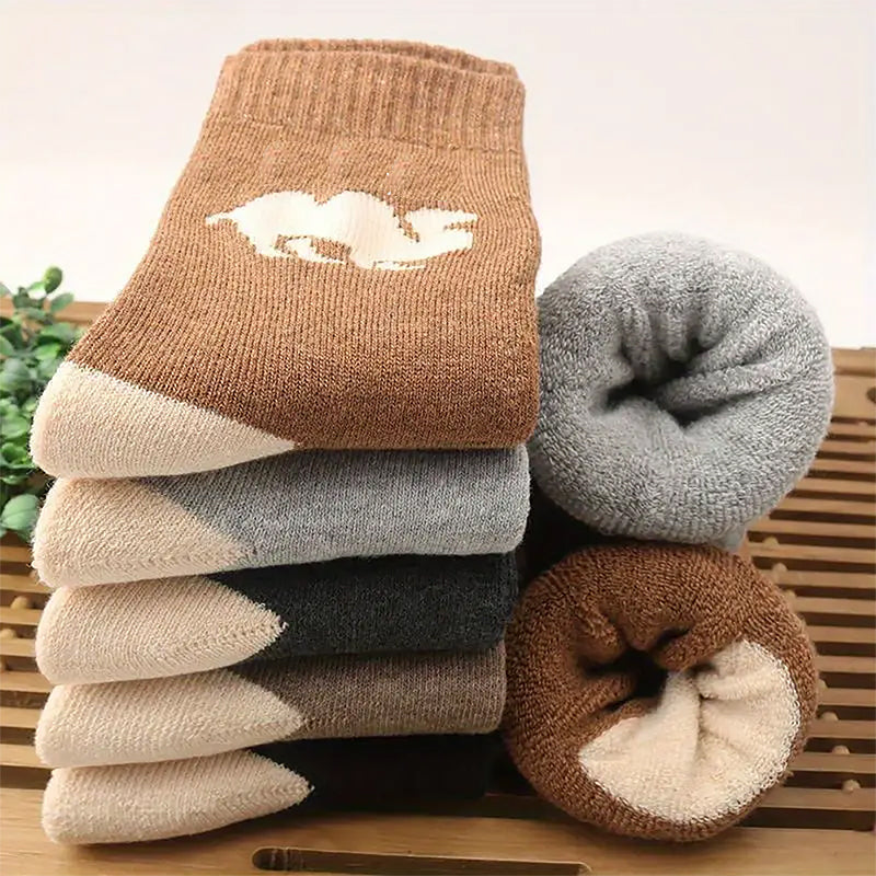 Vintage-Style Imitation Wool Socks with Thick Terry Lining