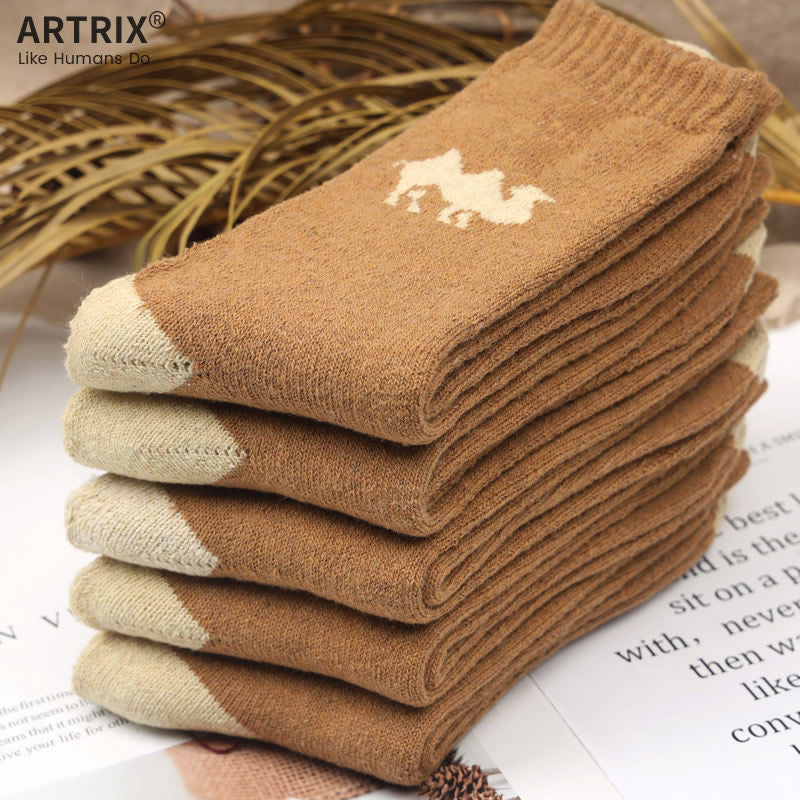 Vintage-Style Imitation Wool Socks with Thick Terry Lining