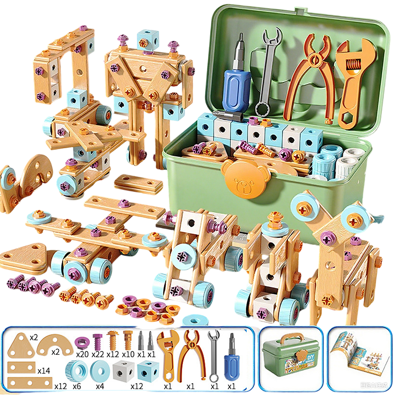 Children's Toy Tool Set with Two-Way Drill, Storage Box and Creative Building Possibilities
