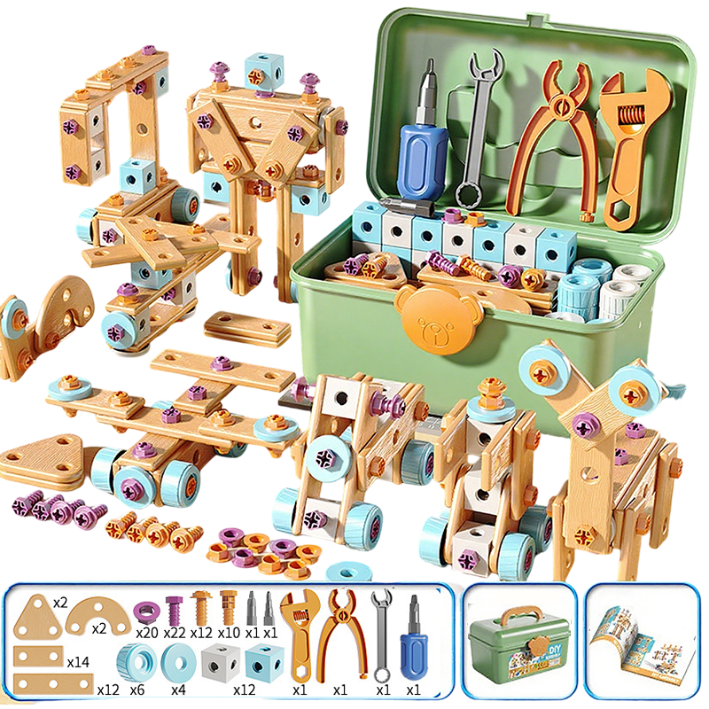 Children's Toy Tool Set with Two-Way Drill, Storage Box and Creative Building Possibilities
