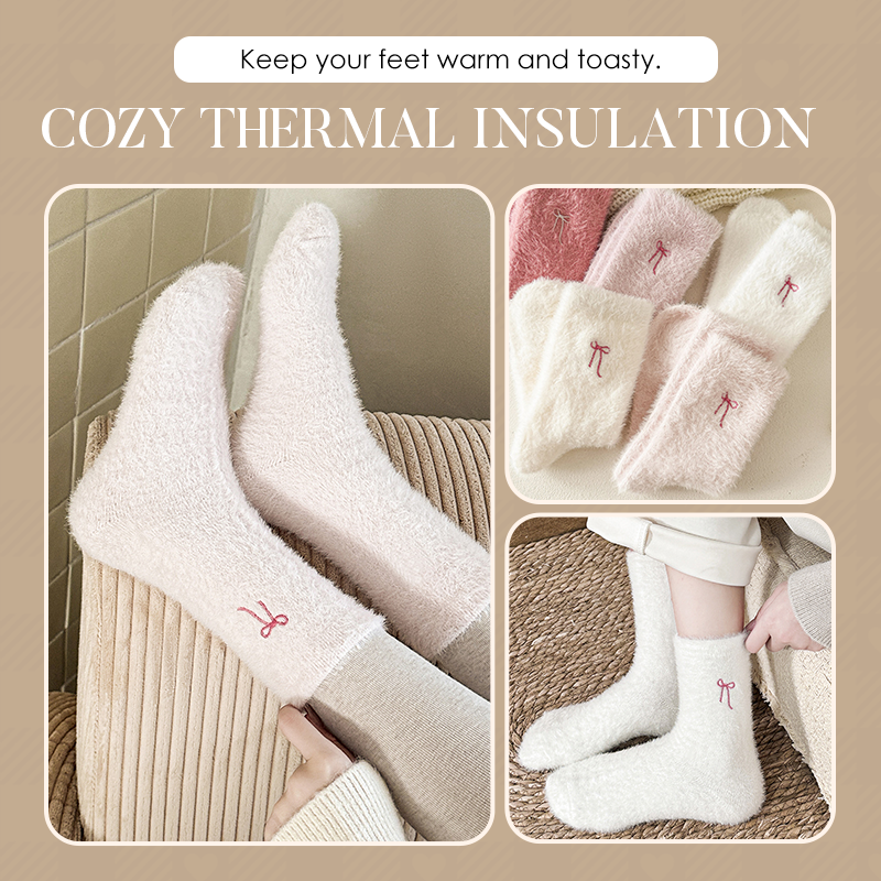 3 Pairs Women's Plush Mink Socks