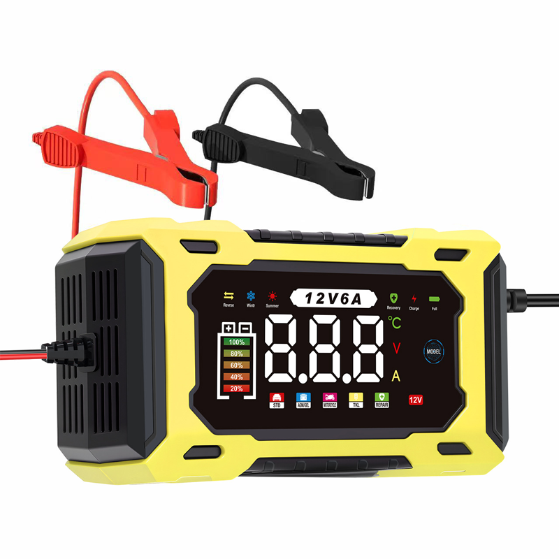 Smart Car Battery Charger 12 V 6 A – Pulse Repair Function, LCD Display and Maximum Safety