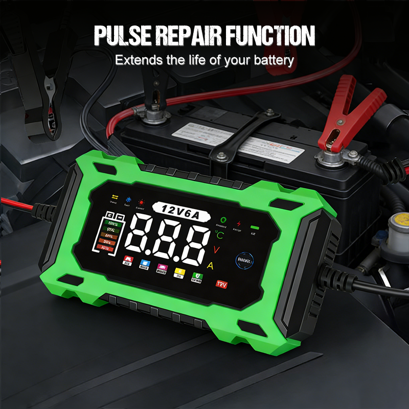 12V 6A Smart Car Battery Charger – Pulse Repair Technology, Auto Maintain & Desulfation