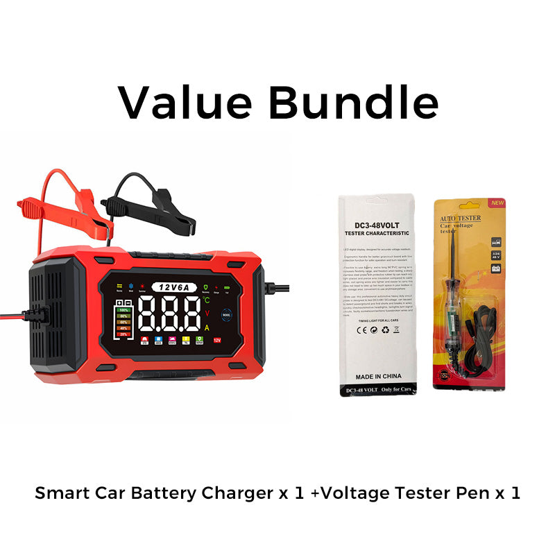 12V 6A Smart Car Battery Charger – Pulse Repair Technology, Auto Maintain & Desulfation