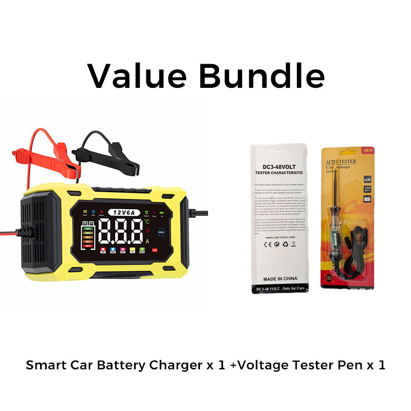 12V 6A Smart Car Battery Charger – Pulse Repair Technology, Auto Maintain & Desulfation