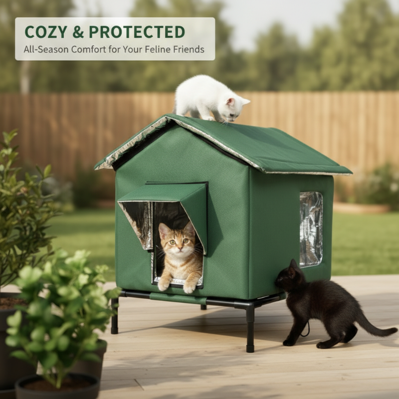 Elevated Outdoor Cat House | Waterproof, Insulated & Protected Against Weather and Wind