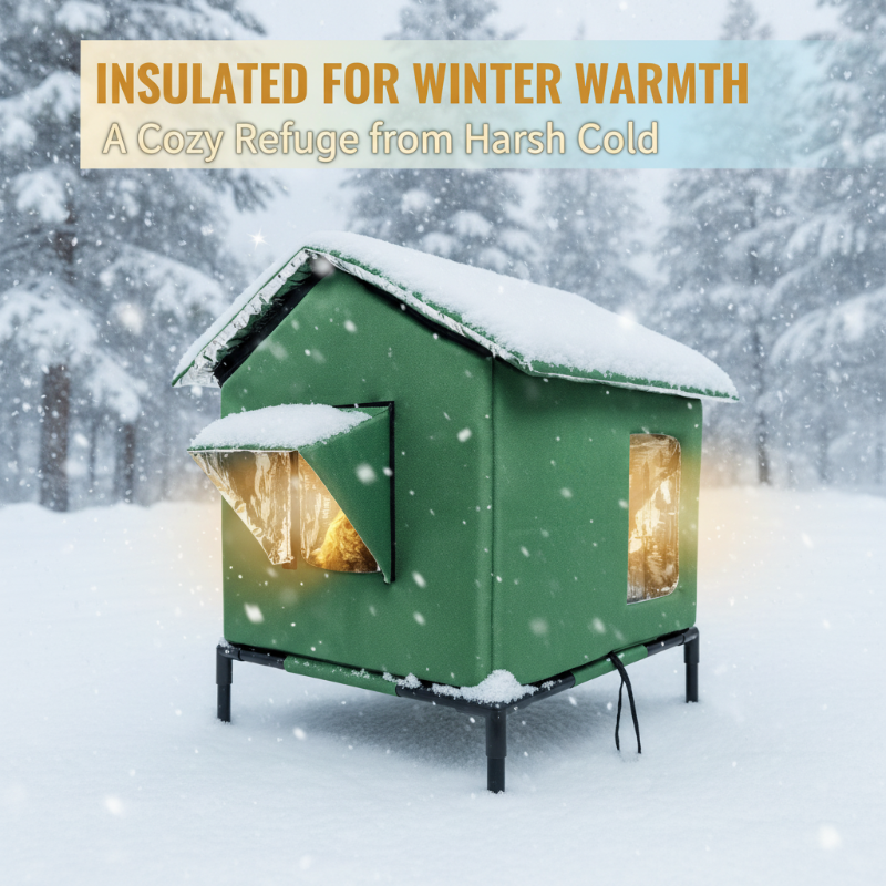 Elevated Outdoor Cat House | Waterproof, Insulated & Protected Against Weather and Wind