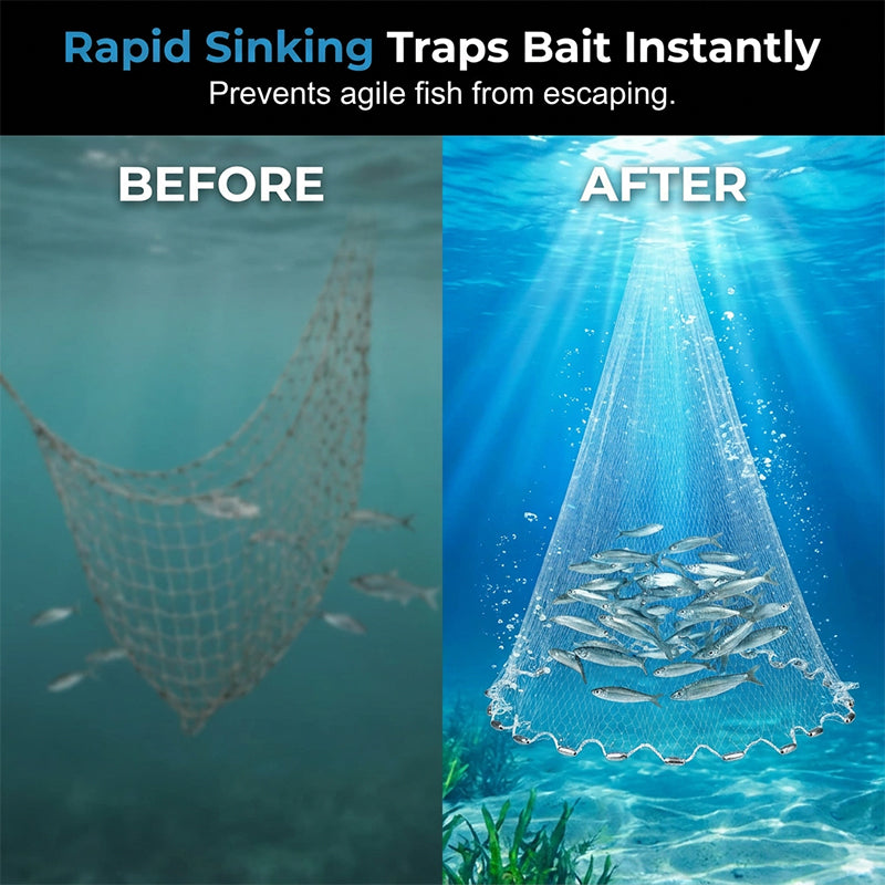 Easy-Throw Cast Net – Heavy-Duty Mesh, Rapid Sinking, Versatile