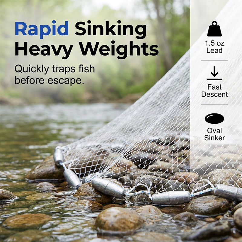 Easy-Throw Cast Net – Heavy-Duty Mesh, Rapid Sinking, Versatile