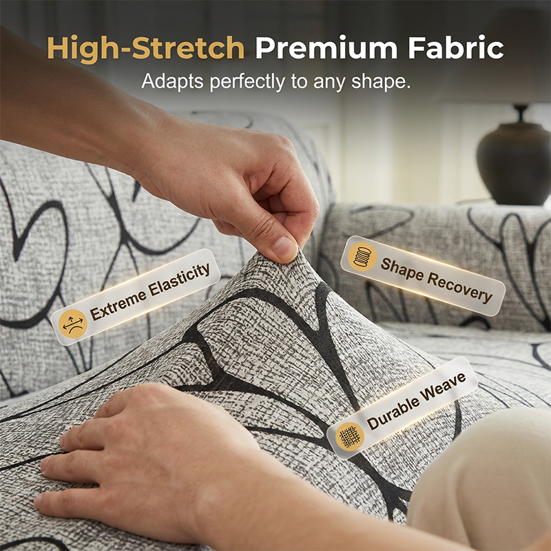 Universal Stretch Fitted Couch Slipcover – High-Stretch Premium Fabric, Elegant Ruffled Hem & Complete Living Room Upgrade – Instant Sofa Makeover in Minutes