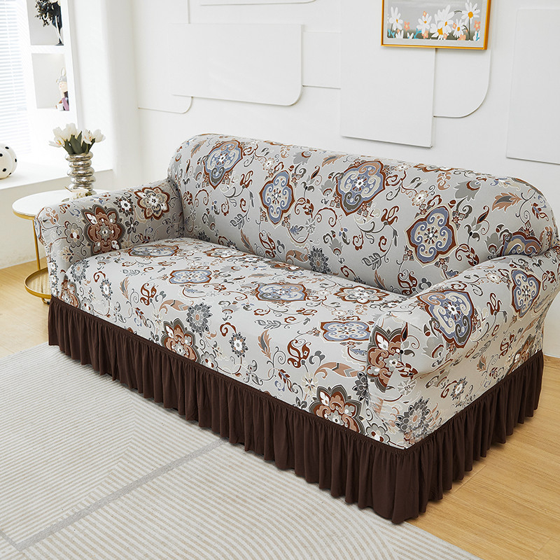 Universal Stretch Fitted Couch Slipcover – High-Stretch Premium Fabric, Elegant Ruffled Hem & Complete Living Room Upgrade – Instant Sofa Makeover in Minutes