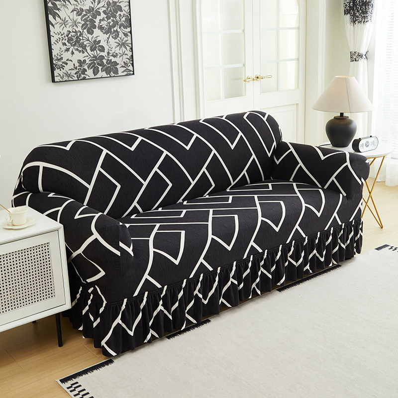 Universal Stretch Fitted Couch Slipcover – High-Stretch Premium Fabric, Elegant Ruffled Hem & Complete Living Room Upgrade – Instant Sofa Makeover in Minutes