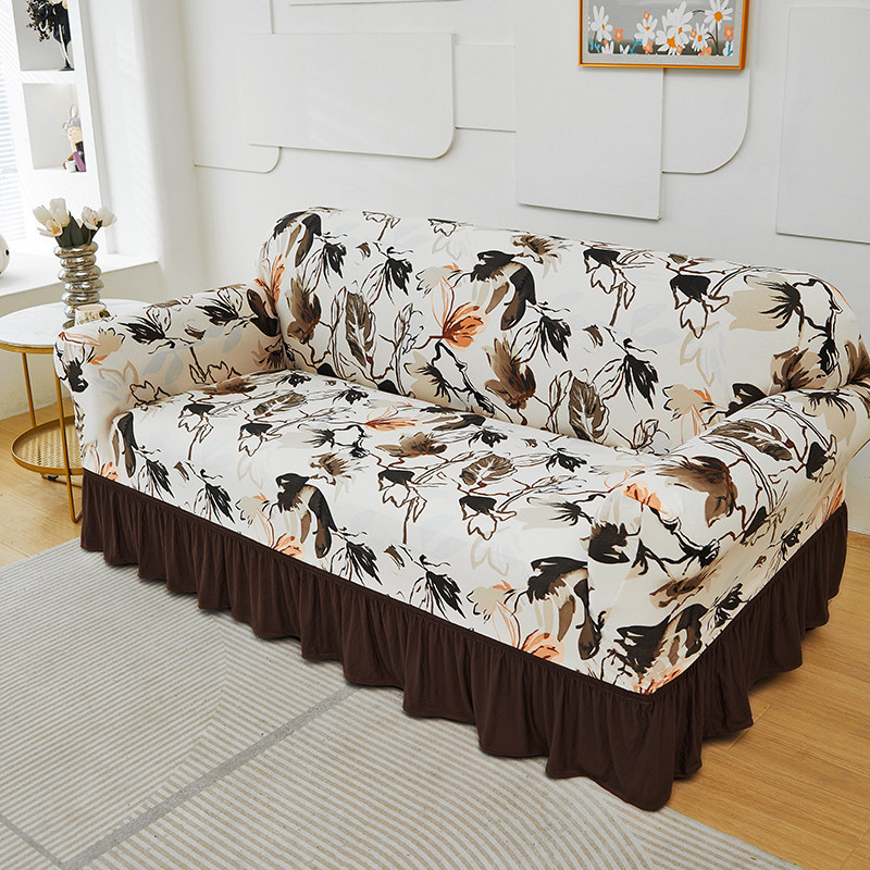 Universal Stretch Fitted Couch Slipcover – High-Stretch Premium Fabric, Elegant Ruffled Hem & Complete Living Room Upgrade – Instant Sofa Makeover in Minutes