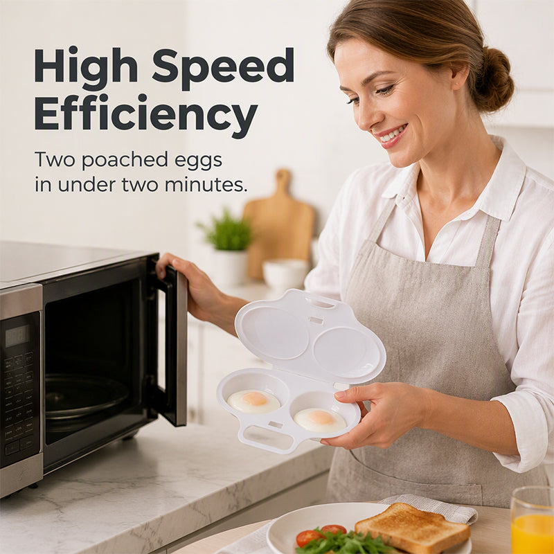 Dual Cavity Microwave Egg Poacher – Quick Oil-Free Cooking, Food-Grade PP & Versatile Kitchen Essential