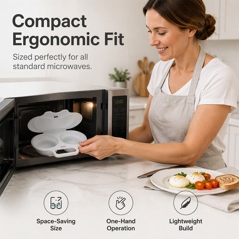 Double Cavity Microwave Egg Cooker – Fast Oil-Free Cooking, Food-Grade PP & Versatile Kitchen Tool
