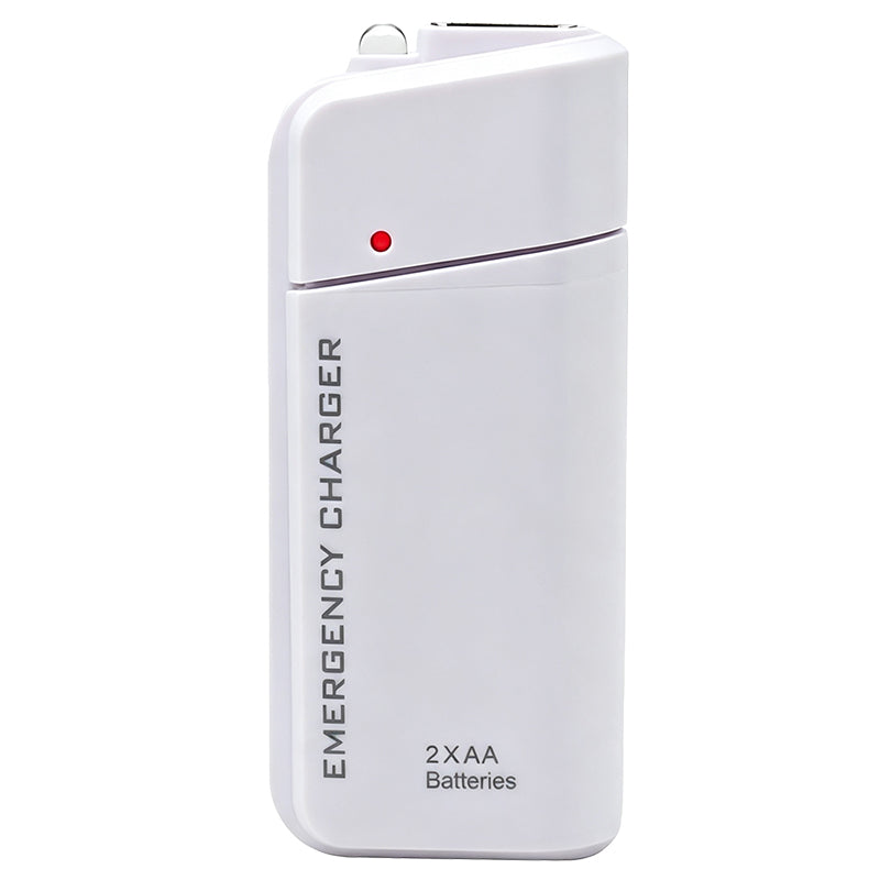Portable Emergency Mobile Phone Charger Powered by AA Batteries, Built-In LED Flashlight, Perfect for Travel and Outdoor Emergencies