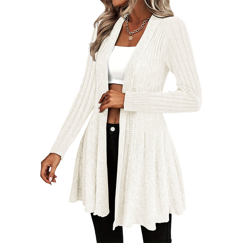 Elegant Textured Open Cardigan