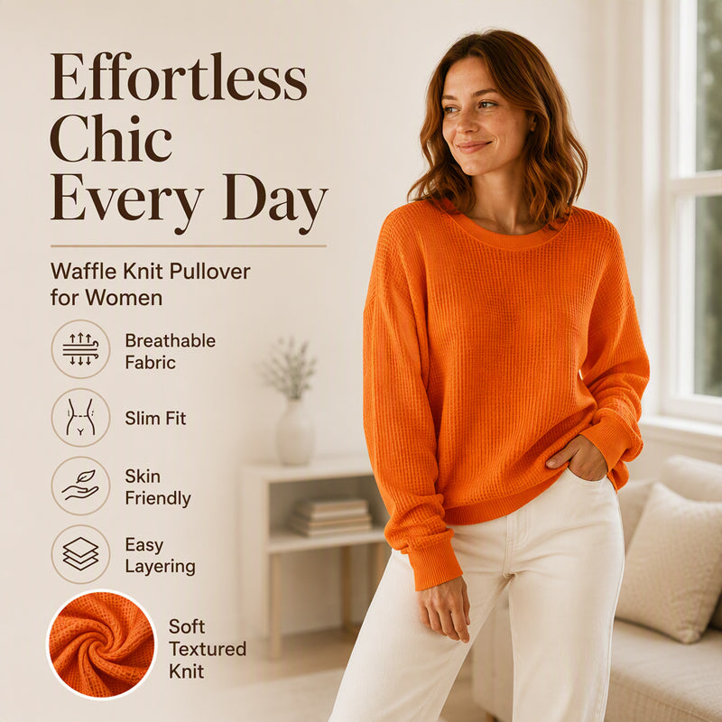 Waffle Texture Sweatshirt – Easy Breezy Fit & Classic Style for Any Casual Look