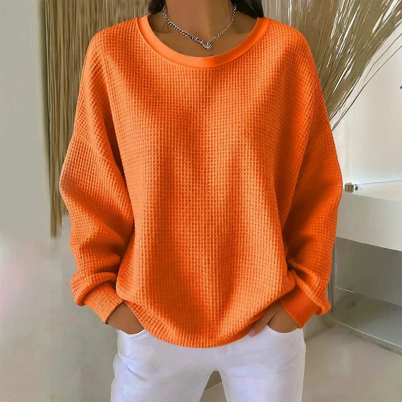 Waffle Texture Sweatshirt – Easy Breezy Fit & Classic Style for Any Casual Look