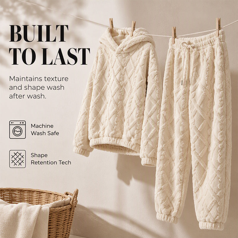 Women's Plush Textured Hoodie & Pants 2-Piece Set