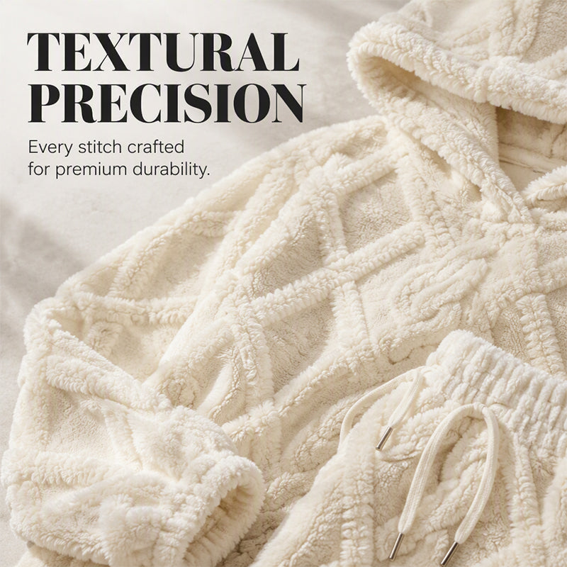 Women's Plush Textured Hoodie & Pants 2-Piece Set