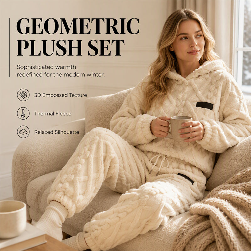 Women's Plush Textured Hoodie & Pants 2-Piece Set