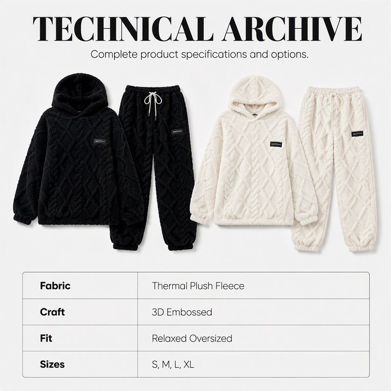 Women's Plush Textured Hoodie & Pants 2-Piece Set