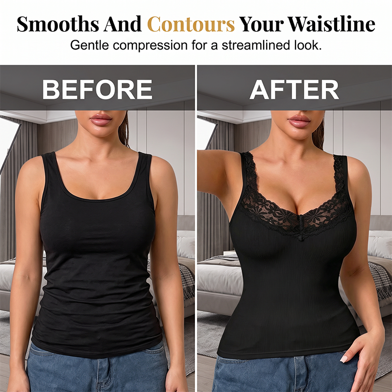 Delicate Lace Trim Slim-Fit Camisole