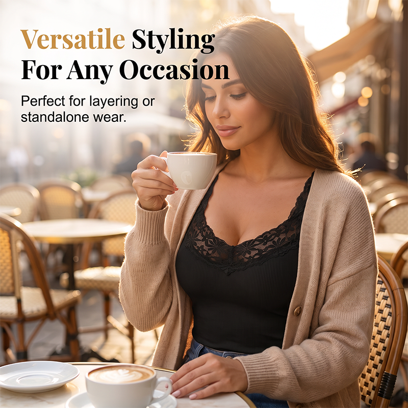 Delicate Lace Trim Slim-Fit Camisole