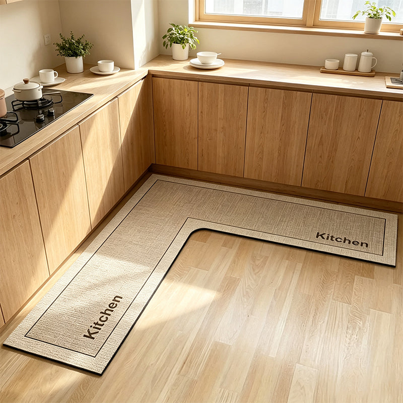 Quick-Dry Kitchen Mat – L-shape diatomite, absorbs water & oil, non-slip