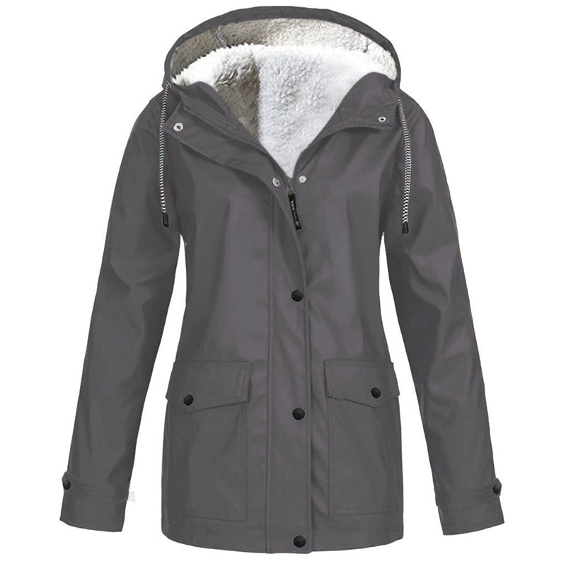 Windproof Jacket with Soft Fleece Lining and Hood – for All Weather Conditions