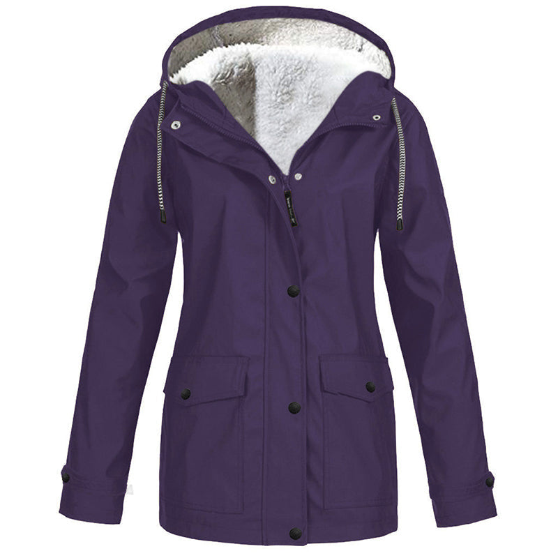 Windproof Jacket with Soft Fleece Lining and Hood – for All Weather Conditions
