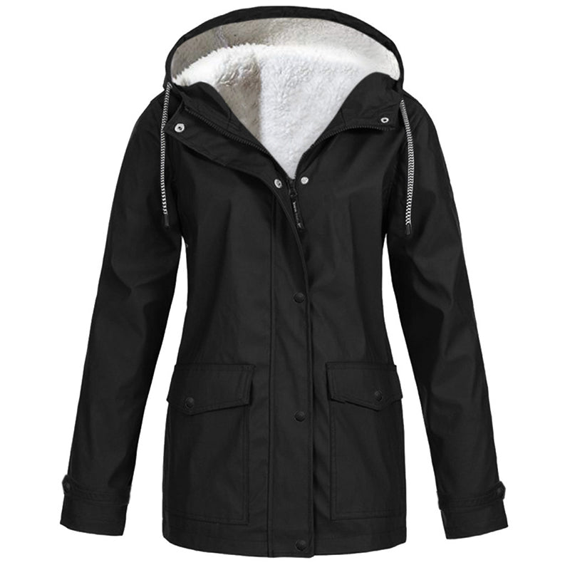 Windproof Jacket with Soft Fleece Lining and Hood – for All Weather Conditions