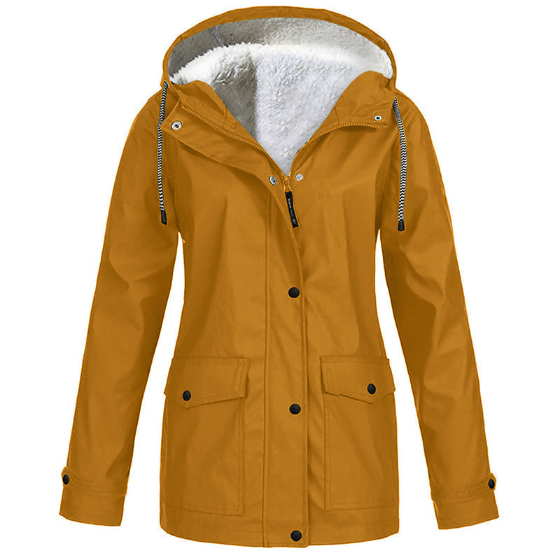 Windproof Jacket with Soft Fleece Lining and Hood – for All Weather Conditions