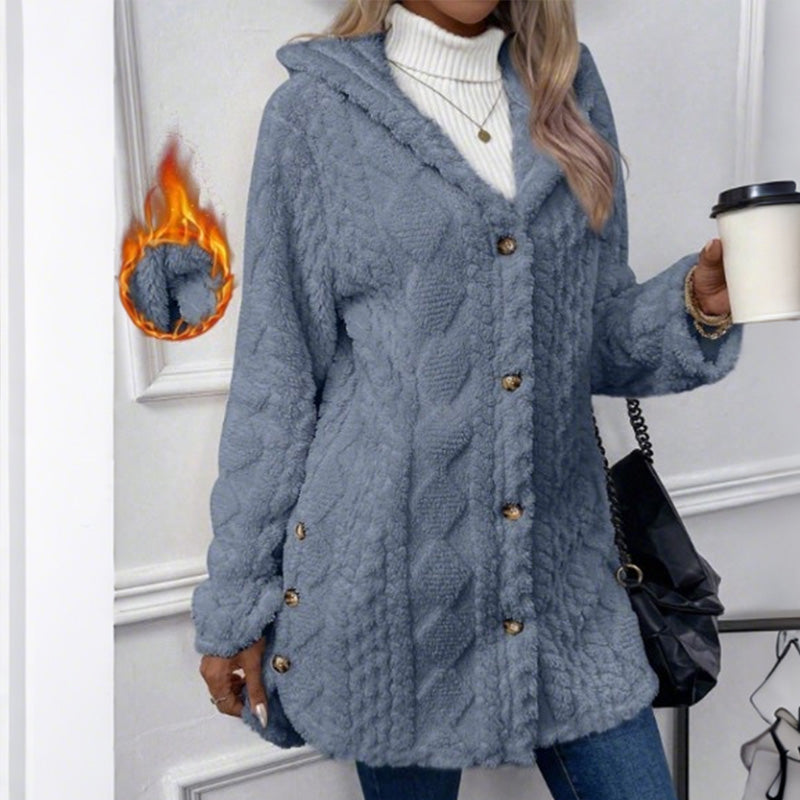 Button-Up Hooded Jacket for Women