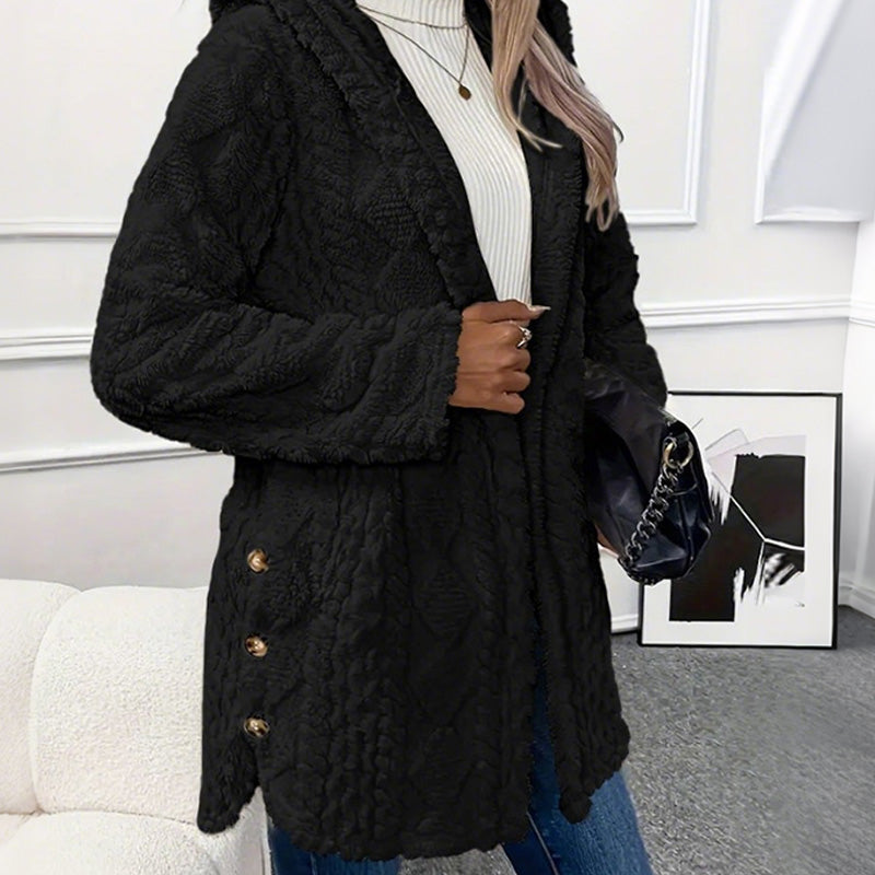 Button-Up Hooded Jacket for Women
