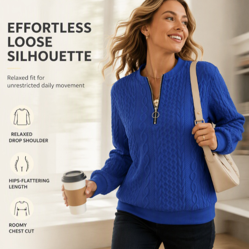 Women's Half-Zip Cable Knit Sweater